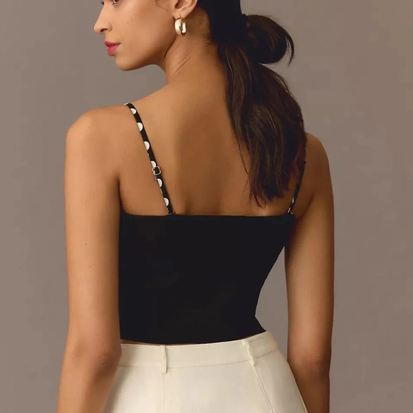 NWT Anthropologie Dolan Cropped Bow Black Sweater Tank XL - Picture 7 of 7